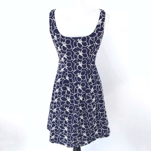 Nine West Blue Floral 100% Cotton Dress - Picture 6 of 8